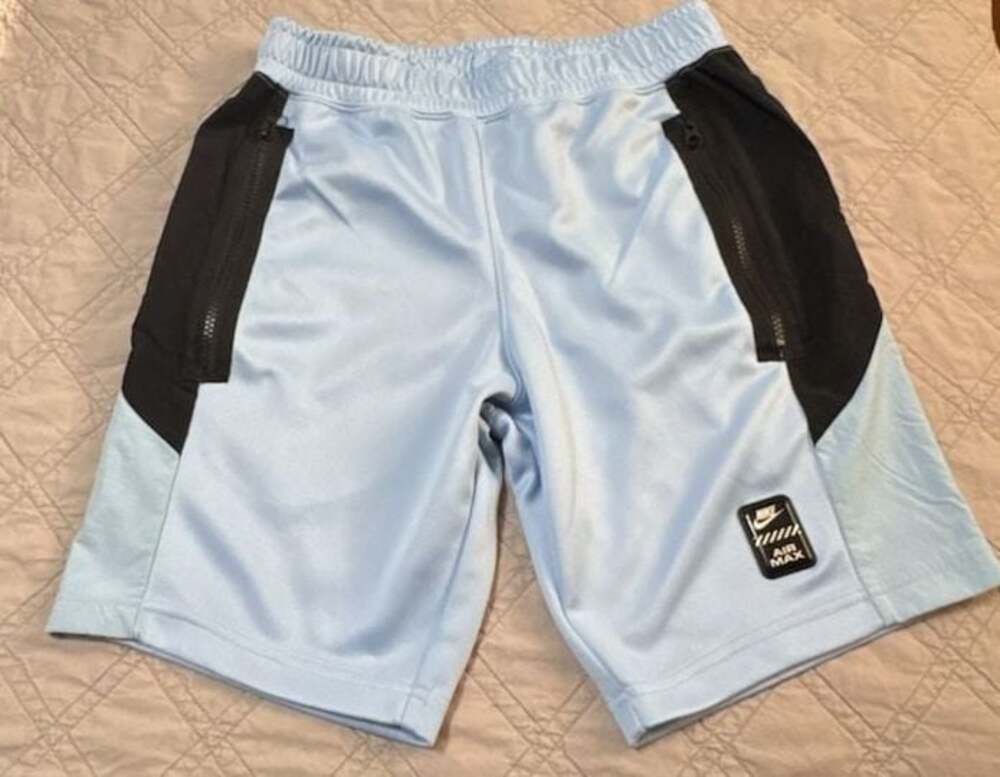Nike Air Max Light Blue and Black Zipper Pocket Athletic Shorts Size Small